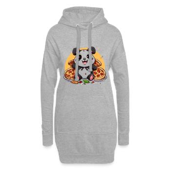 Kuschelpanda mit Pizzazauber - Hoodie-Kleid - Grau meliert - Vorne