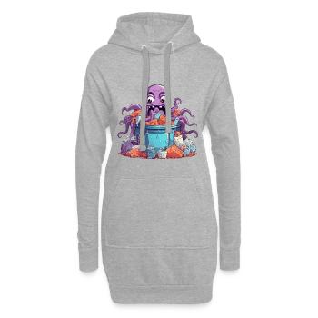 Lila Kraken im Eimer Chaos - Hoodie-Kleid - Grau meliert - Vorne