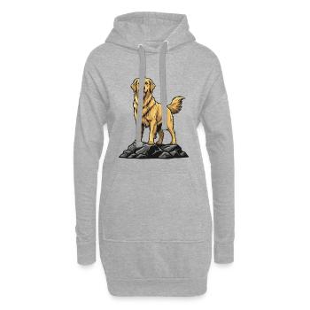 Chien Golden Retriever sur Rocher Portrait Doré - Sweat-shirt à capuche long Femme - gris chiné - Devant
