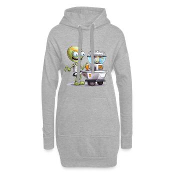 Barman extraterrestre au Space Bar - Sweat-shirt à capuche long Femme - gris chiné - Devant
