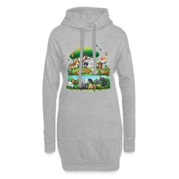 Paradis animalier forestier au bord de la rivière - Sweat-shirt à capuche long Femme - gris chiné - Devant