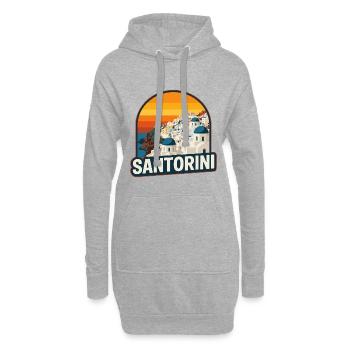 Santorini Griechenland Retro Sonnenuntergang Vintage-Inselkunst - Hoodie-Kleid - Grau meliert - Vorne