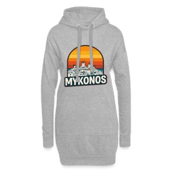 Mykonos Griechenland Windmühlen Retro Sonnenuntergangskunst - Hoodie-Kleid - Grau meliert - Vorne