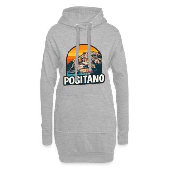 Design rétro de la côte amalfitaine de Positano - Sweat-shirt à capuche long Femme - gris chiné - Devant