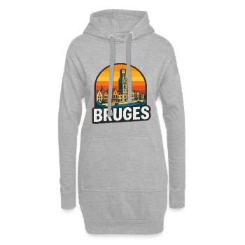 Brügge Belgien Retro Sonnenuntergang Skyline Vintage - Hoodie-Kleid - Grau meliert - Vorne