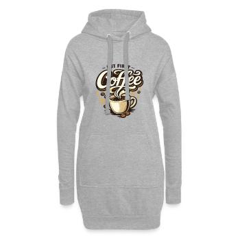 Exemple du café d’abord - Coffee Lovers - Sweat-shirt à capuche long Femme - gris chiné - Devant