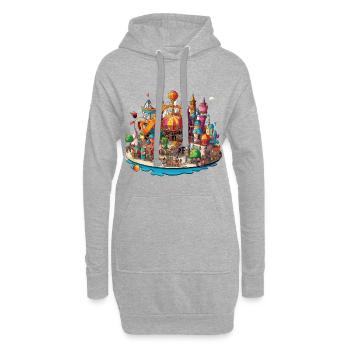 Farbenfrohe Freizeitinsel - Hoodie-Kleid - Grau meliert - Vorne