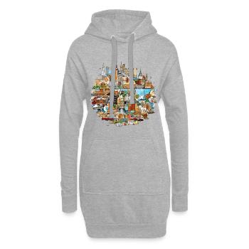 Stadtpanorama Kaleidoskop - Hoodie-Kleid - Grau meliert - Vorne