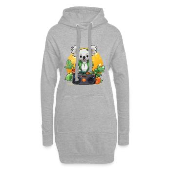 Koala DJ chez Gartenbeats - Sweat-shirt à capuche long Femme - gris chiné - Devant