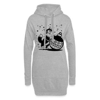 Süße, flauschige Katze mit einer großen Weihnachtskugel – St. - Hoodie-Kleid - Grau meliert - Vorne