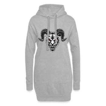 Battle Ram Spiralhörner Rote Augen - Hoodie-Kleid - Grau meliert - Vorne