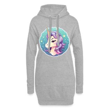 Licorne pastel dans la mer d’étoiles - Sweat-shirt à capuche long Femme - gris chiné - Devant