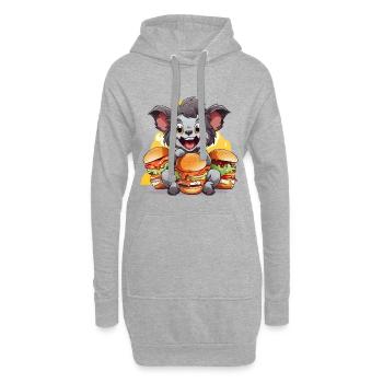 Kauender Koala mit Burgern - Hoodie-Kleid - Grau meliert - Vorne