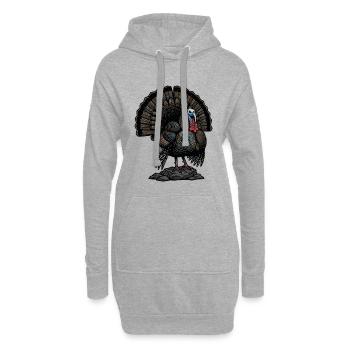 Dindon Sauvage Majestueux Plumes Irisées Nature - Sweat-shirt à capuche long Femme - gris chiné - Devant