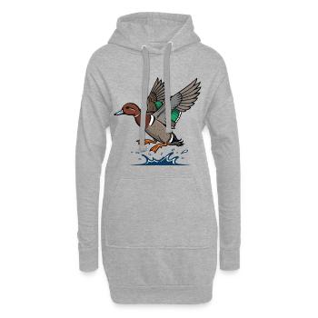 Canard Colvert En Vol Nature Sauvage Étang - Sweat-shirt à capuche long Femme - gris chiné - Devant