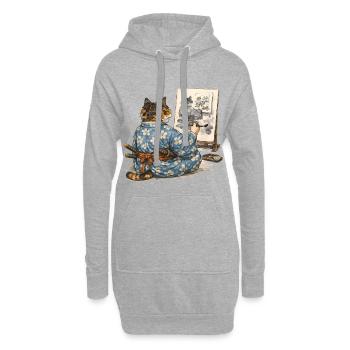 Samurai-Katzen-Malerei Sumi-e Ukiyo-e Kunst - Hoodie-Kleid - Grau meliert - Vorne