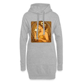 Pin-up Art nouveau : Femme élégante au café - Sweat-shirt à capuche long Femme - gris chiné - Devant