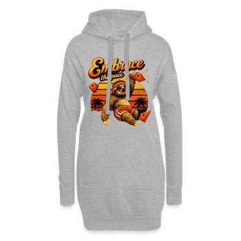 Retro Sloth: Embrace the Pace – Bouldern Faultier - Hoodie-Kleid - Grau meliert - Vorne