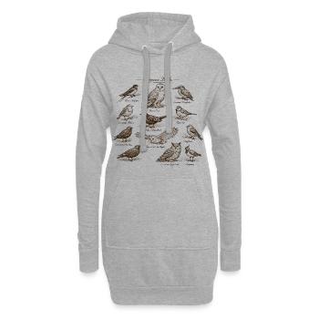 Oiseaux européens - Illustration de nature vintage - Sweat-shirt à capuche long Femme - gris chiné - Devant