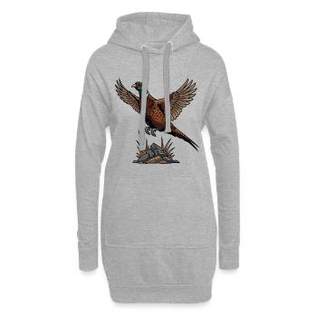 Faisan de Colchide en Vol Nature Sauvage - Sweat-shirt à capuche long Femme - gris chiné - Devant