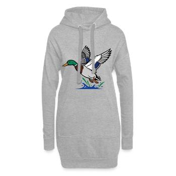 Stockente in der Flucht Wilder Naturteich - Hoodie-Kleid - Grau meliert - Vorne