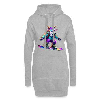 Budeur de snowboard néon Animal de sports d’hiver - Sweat-shirt à capuche long Femme - gris chiné - Devant