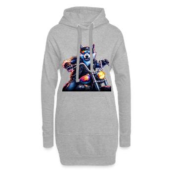 Motard Néon Loup Moto Animal - Sweat-shirt à capuche long Femme - gris chiné - Devant