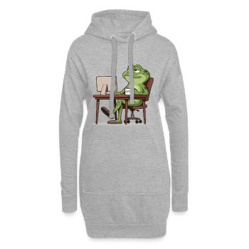 Frosch Büro mit Kaffee - Hoodie-Kleid - Grau meliert - Vorne
