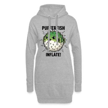Globe Fish Danger Inflation Schwarzer Kugelfisch - Hoodie-Kleid - Grau meliert - Vorne