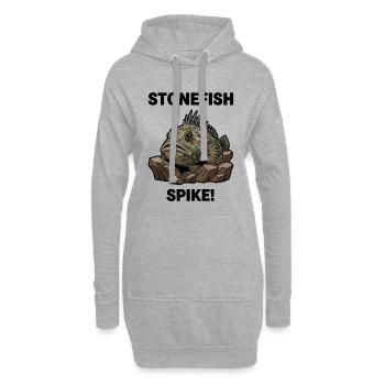 Poisson Pierre Danger Spike Stonefish Noir - Sweat-shirt à capuche long Femme - gris chiné - Devant