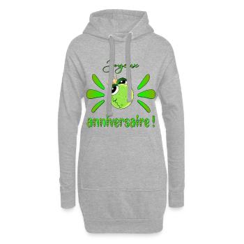 Joyeux anniversaire Grenouille - Sweat-shirt à capuche long Femme - gris chiné - Devant