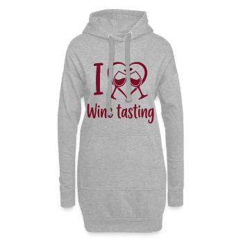 Verre de vin dégustation de vin en forme de cœur - Sweat-shirt à capuche long Femme - gris chiné - Devant