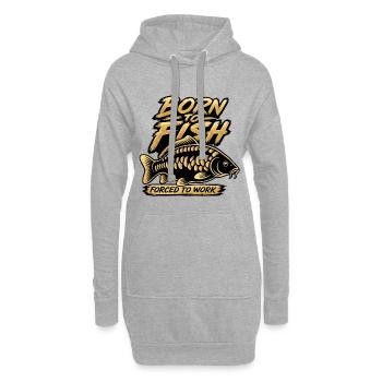 Geboren von Fischen, die gezwungen wurden, Karpfendesign zu arbeiten - Hoodie-Kleid - Grau meliert - Vorne