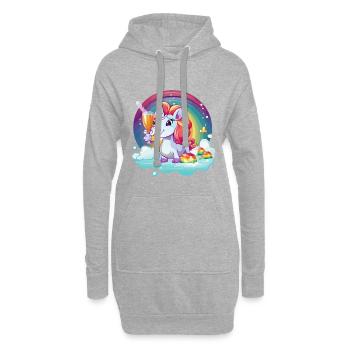 Regenbogen‑Unicorn Feierglanz - Hoodie-Kleid - Grau meliert - Vorne