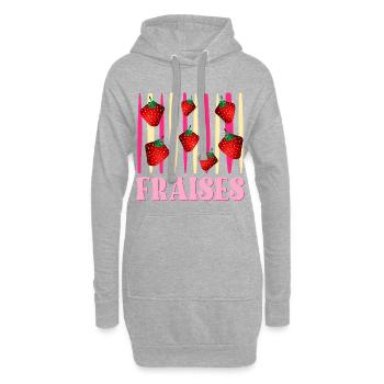 Fraises - Sweat-shirt à capuche long Femme - gris chiné - Devant
