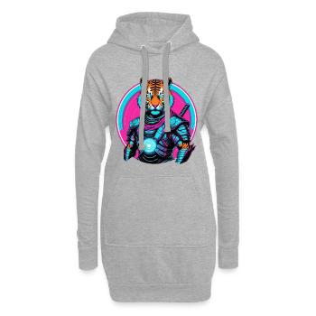 Cyber-Tiger-Rüstung - Hoodie-Kleid - Grau meliert - Vorne