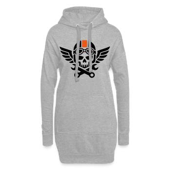 Dirty Hands Crew – Mechanic Skull - Hoodie-Kleid - Grau meliert - Vorne