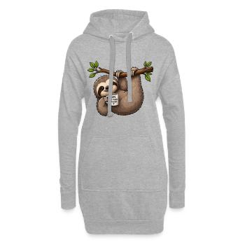 Pause café du paresseux paresseux - Sweat-shirt à capuche long Femme - gris chiné - Devant