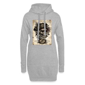 Piratenschädel und Kompass - Hoodie-Kleid - Grau meliert - Vorne