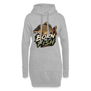 Born To Fish Karpfenangler-Design - Hoodie-Kleid - Grau meliert - Vorne