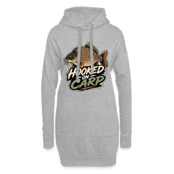 Hooked On Carp Lustiges Karpfenfischen-Design - Hoodie-Kleid - Grau meliert - Vorne