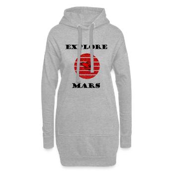 Retro Rakete im Rotgestreiften Kreis - Hoodie-Kleid - Grau meliert - Vorne