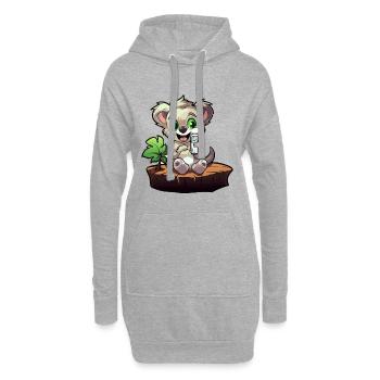 Kleiner Koala am Baumstumpf - Hoodie-Kleid - Grau meliert - Vorne