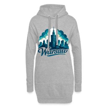 Warschau Skyline: Episch & Fantastisch - Hoodie-Kleid - Grau meliert - Vorne