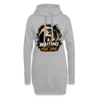 Wartet auf das Design des Einen Karpfenfischmonds - Hoodie-Kleid - Grau meliert - Vorne