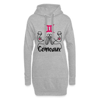 Gémeaux français - Sweat-shirt à capuche long Femme - gris chiné - Devant