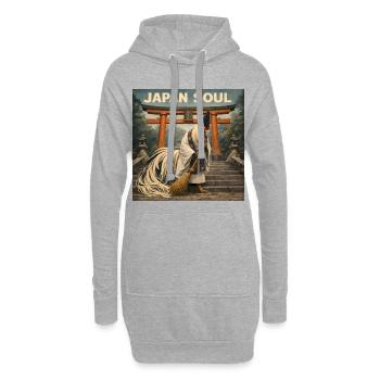 Japanisches Onagadori Shinto-Mönch-Design - Hoodie-Kleid - Grau meliert - Vorne