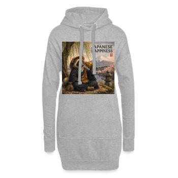 Japanese Tanuki Monk Design - Hoodie Dress - heather grey - Front
