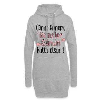 Türkische Mama Muttertag - Hoodie-Kleid - Grau meliert - Vorne