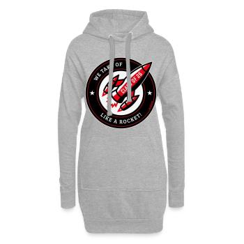 Promotion de 26 – Nous décollons comme une fusée ! (NÉGATIF Rouge) - Sweat-shirt à capuche long Femme - gris chiné - Devant